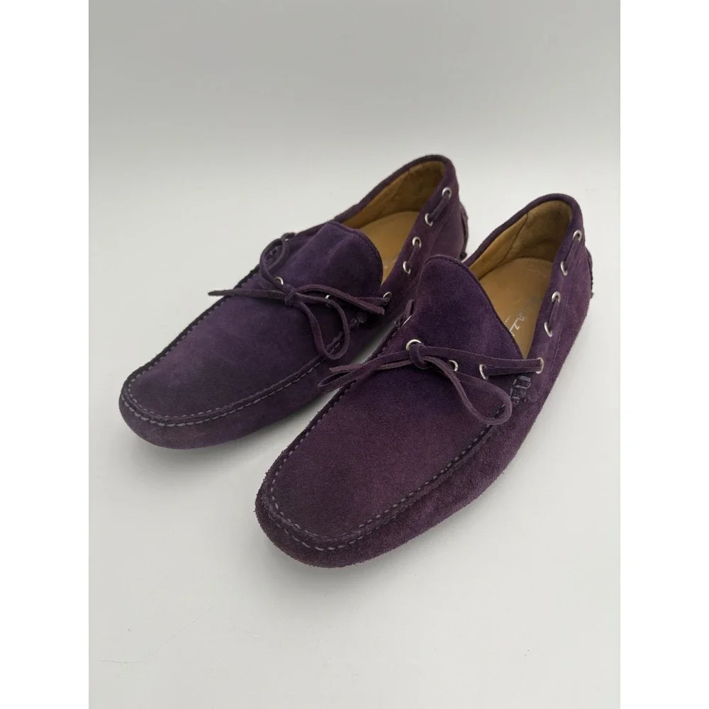 MONZA Men's Purple Leather Suede Driving Car‎ Shoe 42.5/9.5